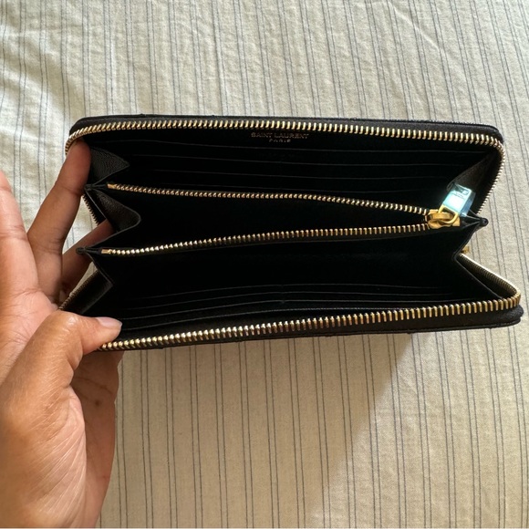 YSL Black Matelesse Chevron Zip Around Wallet - Picture 8 of 9